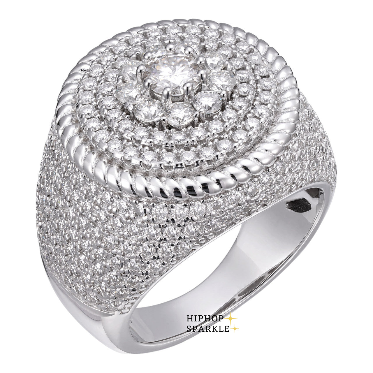 Large Cartel Moissanite Ice Ring – 925 Silver