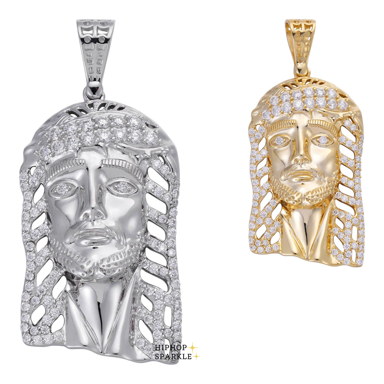 Moissanite Jesus Savior Pendant - 14k Gold Vermeil & 925 Silver