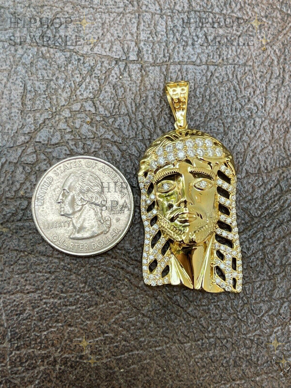 Moissanite Jesus Savior Pendant - 14k Gold Vermeil & 925 Silver