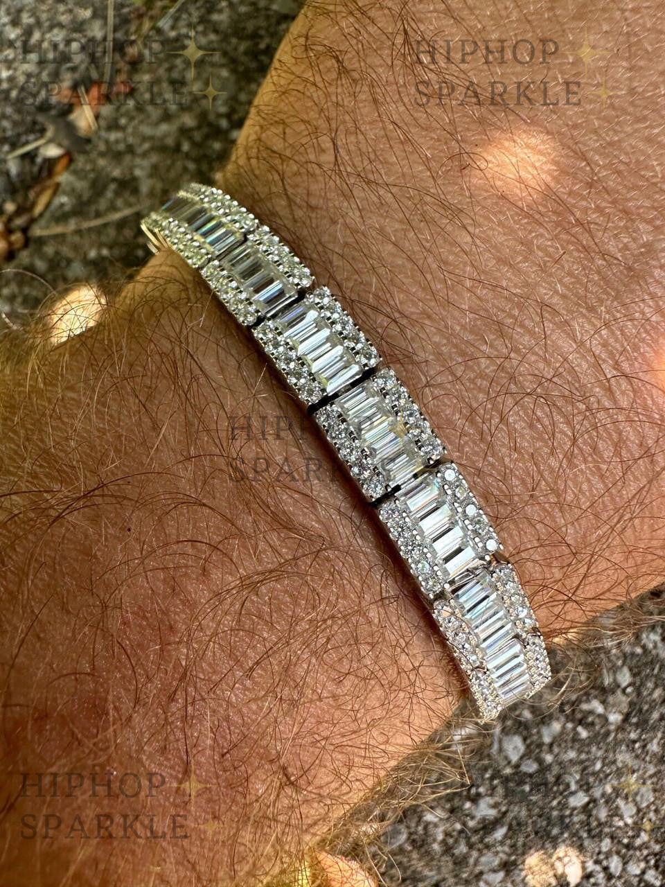 MOISSANITE Rapper Exclusive Baguette Tennis Link Bracelet Iced Out - 925 Silver - 8mm