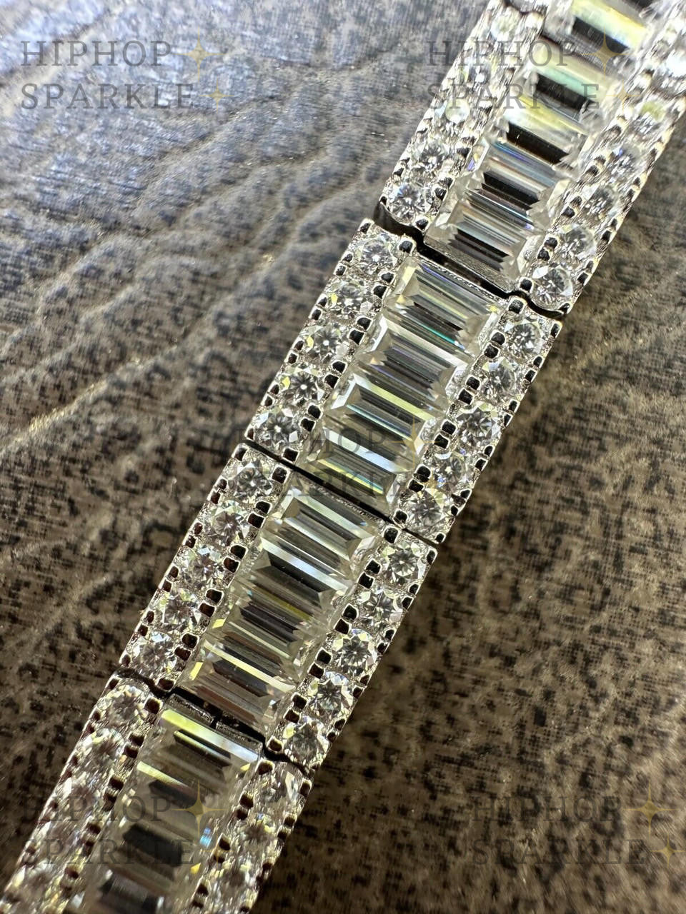 MOISSANITE Rapper Exclusive Baguette Tennis Link Bracelet Iced Out - 925 Silver - 8mm