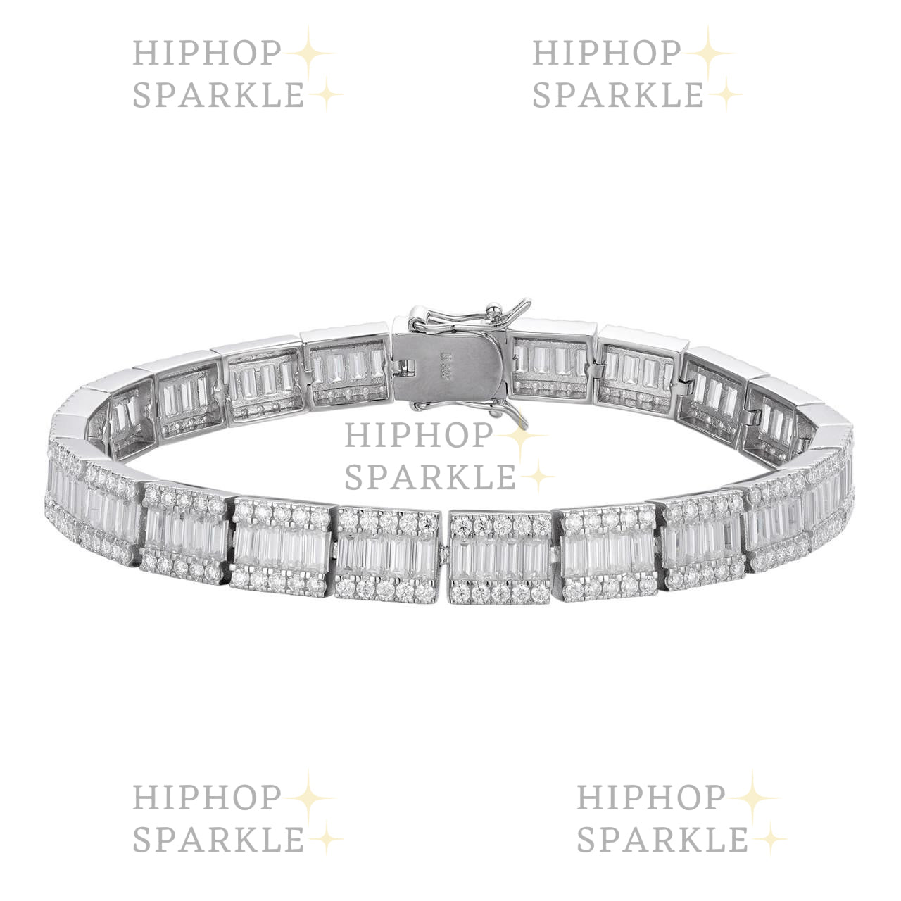 MOISSANITE Rapper Exclusive Baguette Tennis Link Bracelet Iced Out - 925 Silver - 8mm