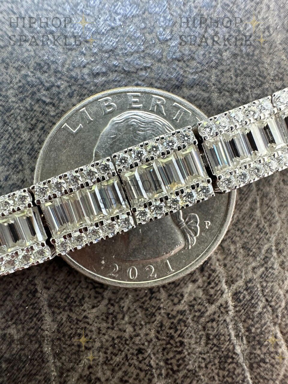 MOISSANITE Rapper Exclusive Baguette Tennis Link Bracelet Iced Out - 925 Silver - 8mm