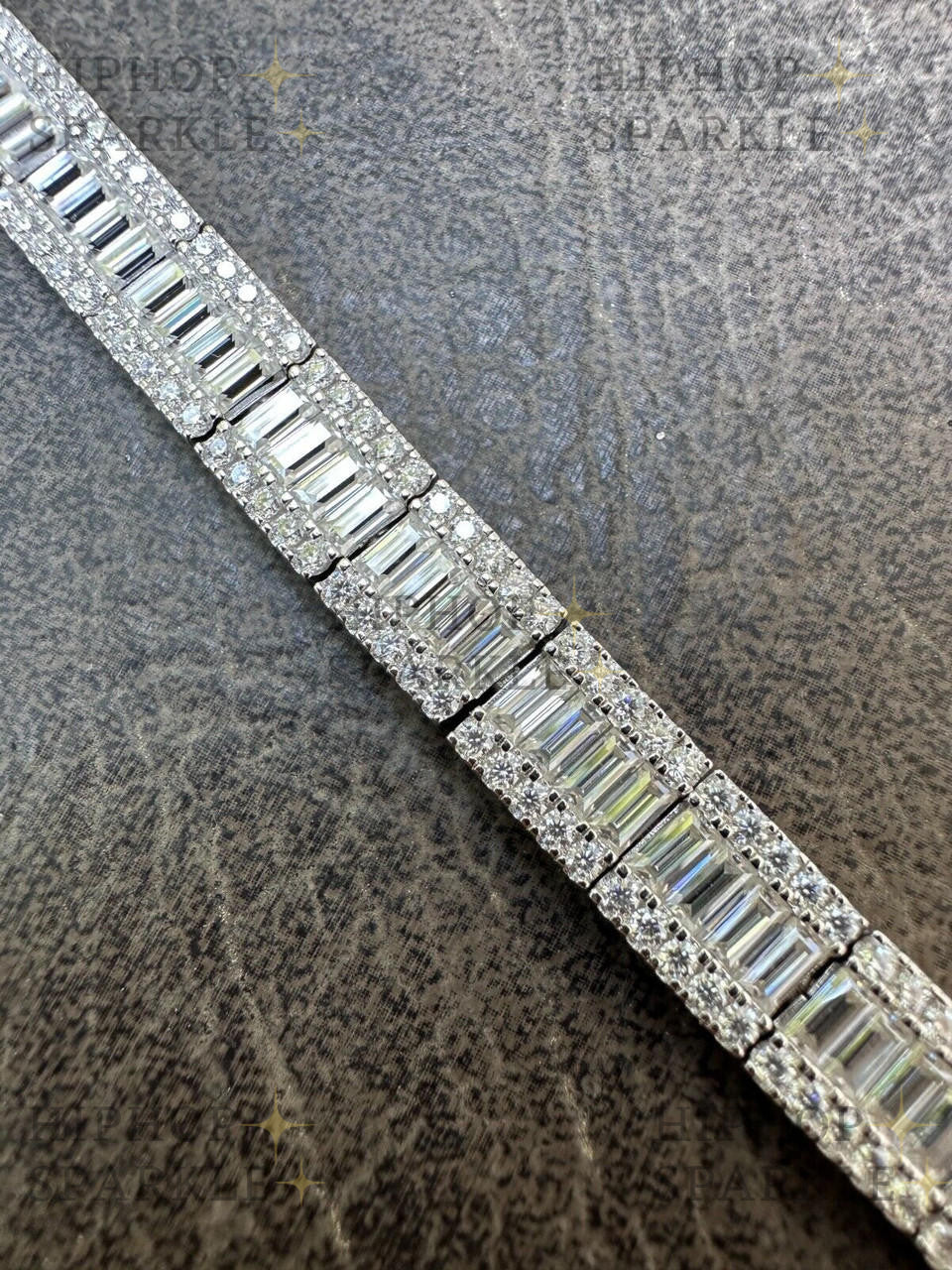 MOISSANITE Rapper Exclusive Baguette Tennis Link Bracelet Iced Out - 925 Silver - 8mm