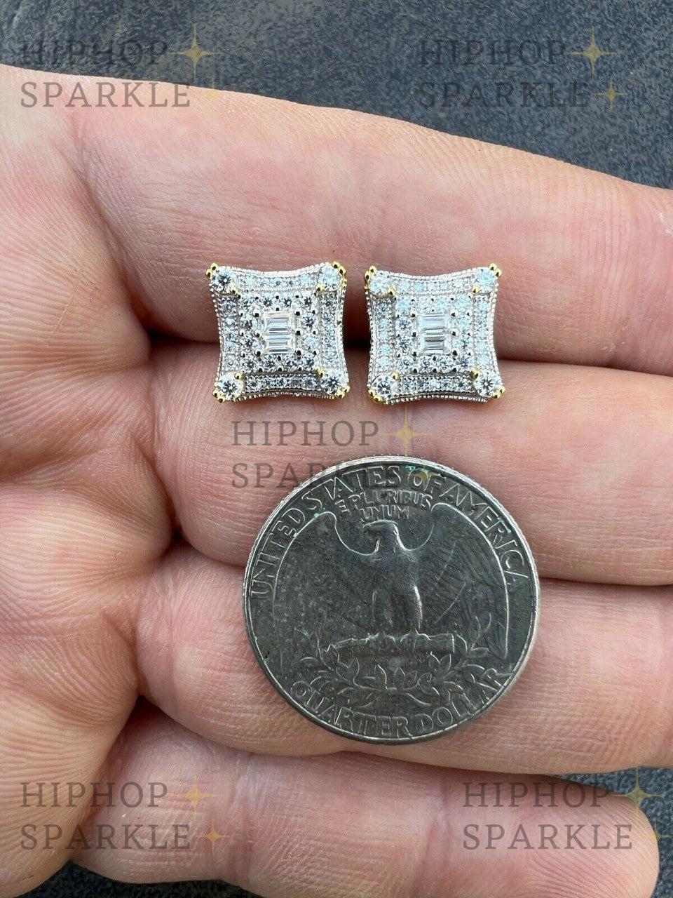 Moissanite NYC Kite Iced Out Earrings - 14k Gold Vermeil & 925 Silver