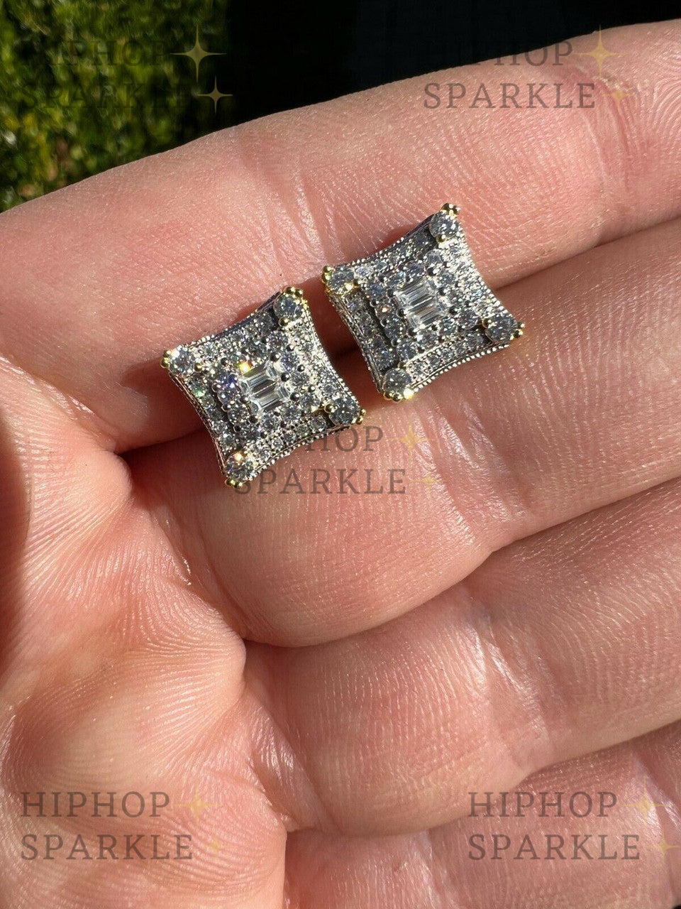 Moissanite NYC Kite Iced Out Earrings - 14k Gold Vermeil & 925 Silver