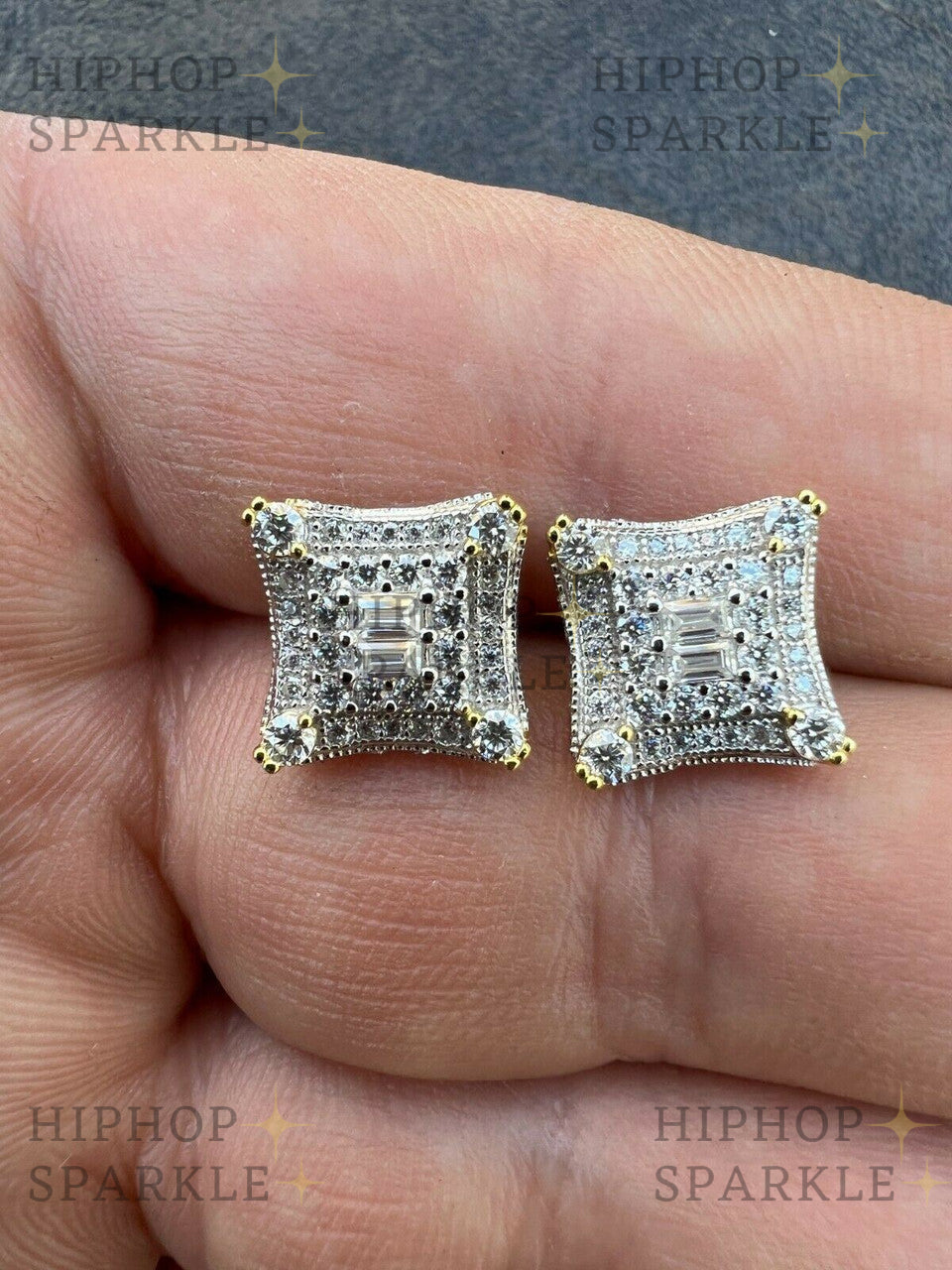 Moissanite NYC Kite Iced Out Earrings - 14k Gold Vermeil & 925 Silver