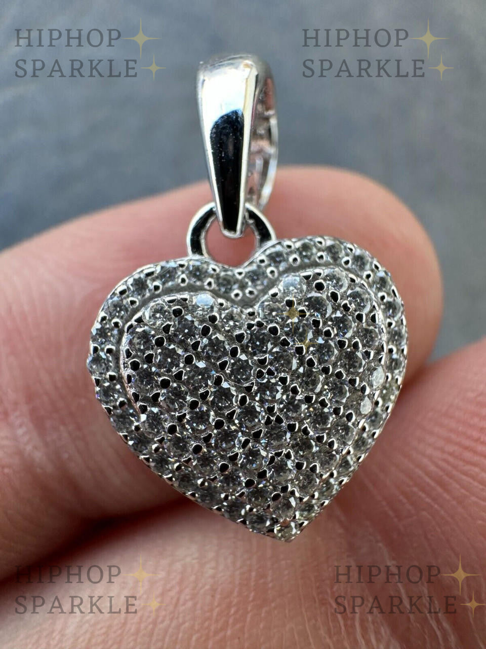 Glamorous Moissanite Ladies Heart Pendant – 925 Sterling Silver, 4 Sizes (0.33"-0.6")