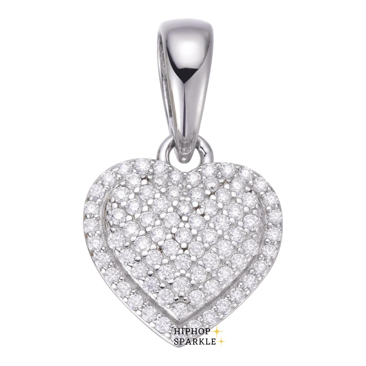 Glamorous Moissanite Ladies Heart Pendant – 925 Sterling Silver, 4 Sizes (0.33"-0.6")