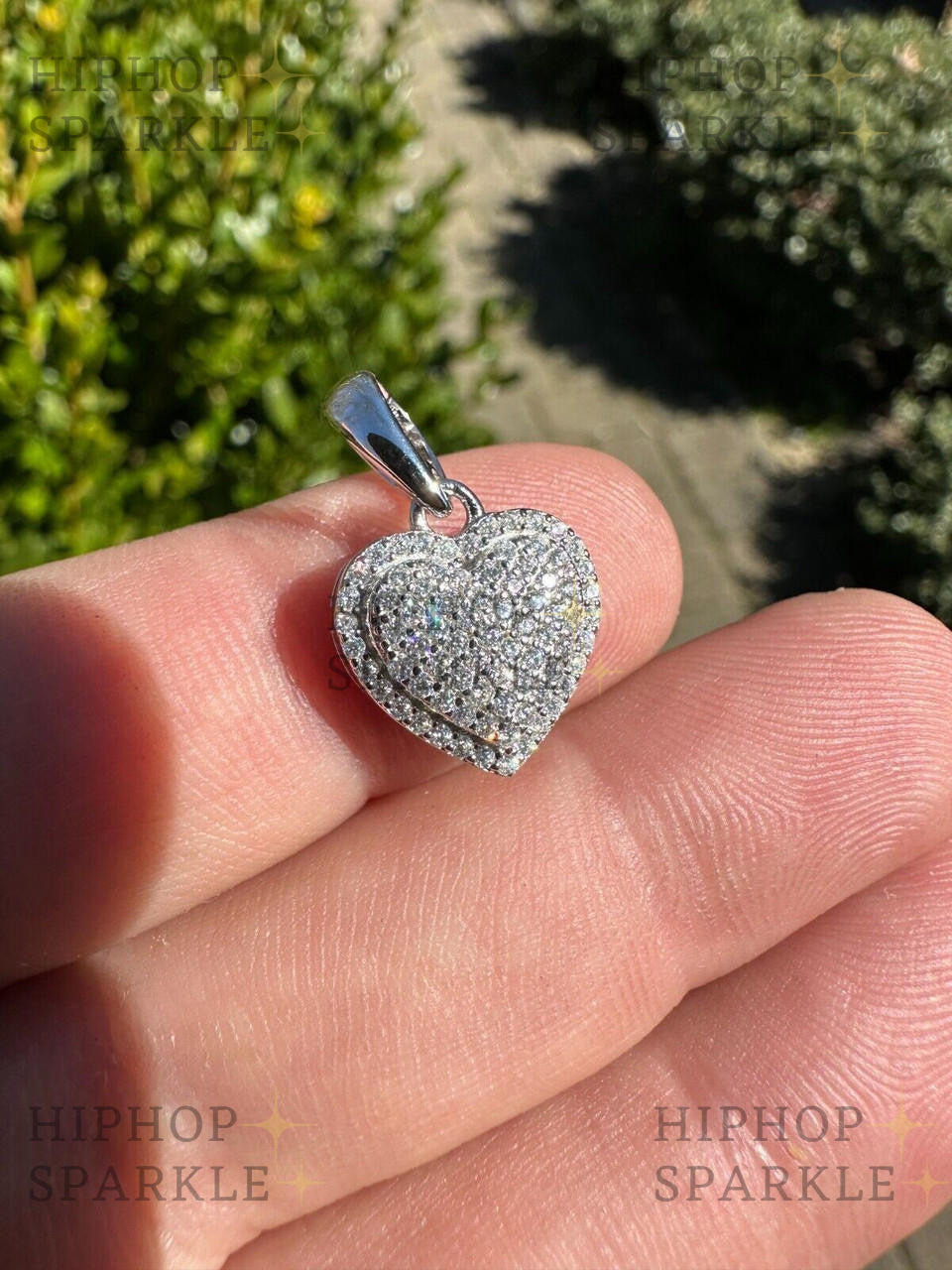 Glamorous Moissanite Ladies Heart Pendant – 925 Sterling Silver, 4 Sizes (0.33"-0.6")