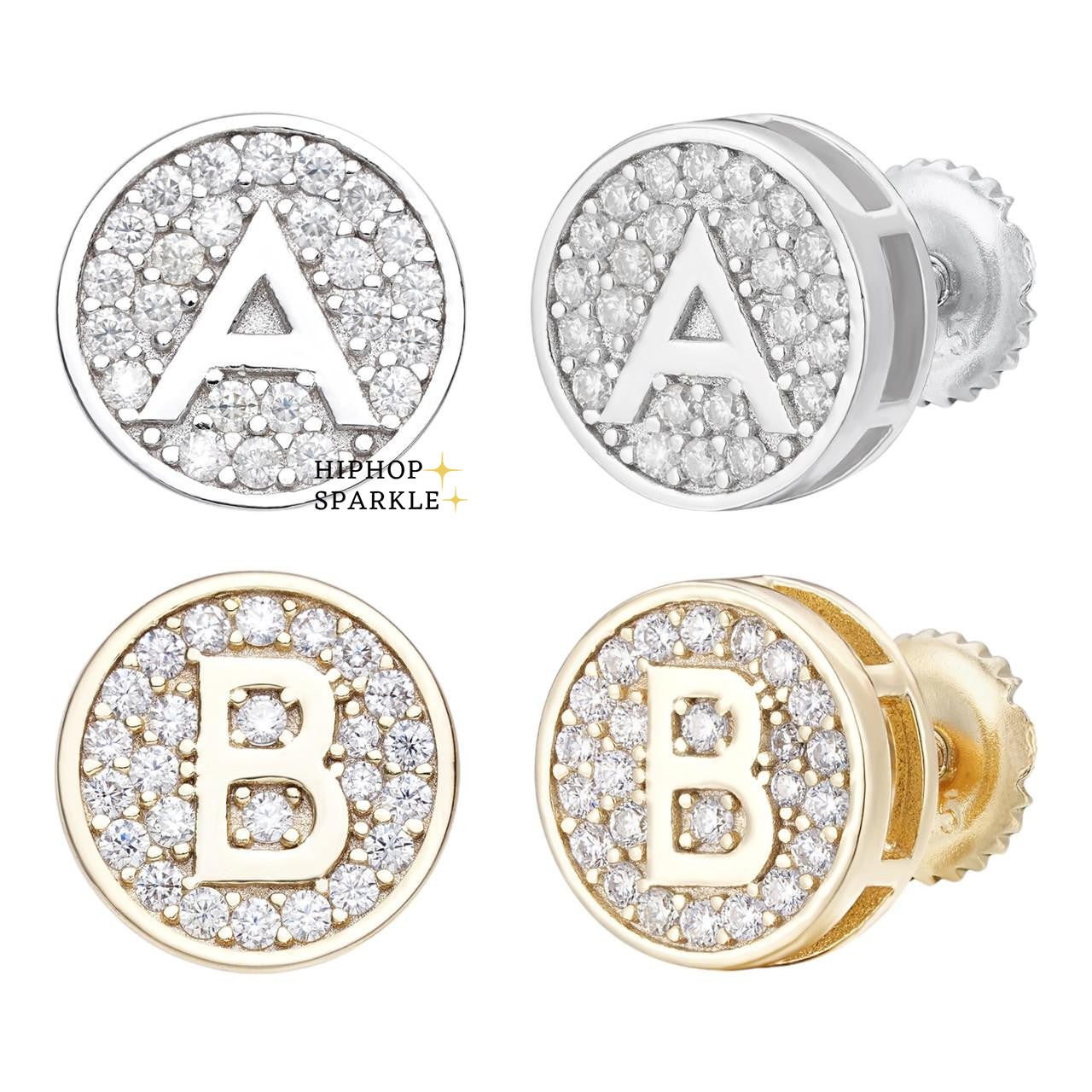 Moissanite A-Z Initial Letter Earrings - 14k Gold Vermeil & 925 Silver