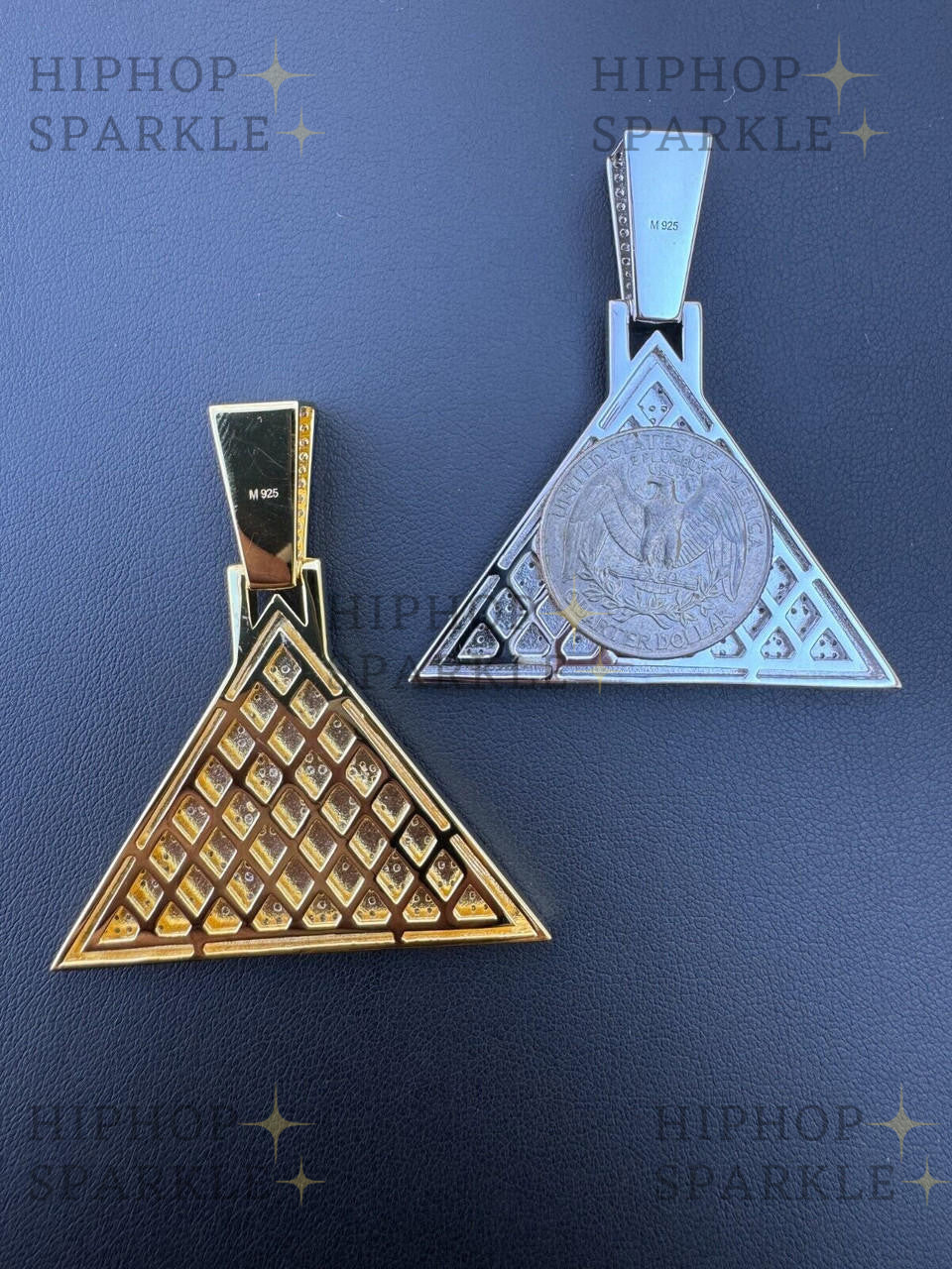 Moissanite Illuminati Eye Masonic Pyramid Medallion Pendant - 14k Gold Vermeil & 925 Silver