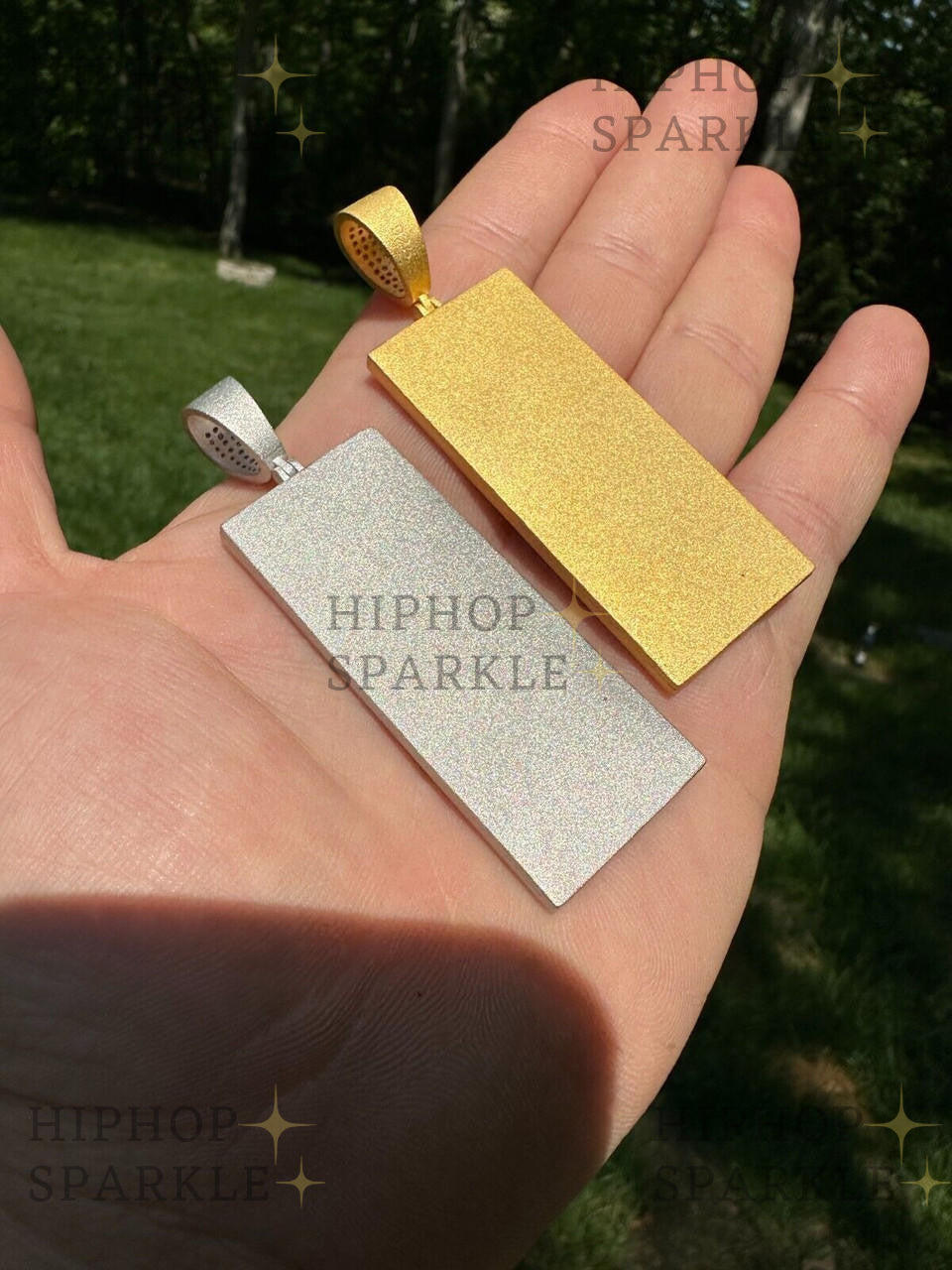 Moissanite Hip Hop $100 Dollar Bill Pendant - 14k Gold Vermeil & 925 Silver