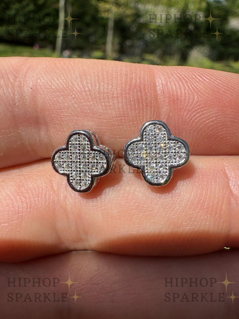 Moissanite Clover Fashionista Iced Out Earrings - 925 Silver