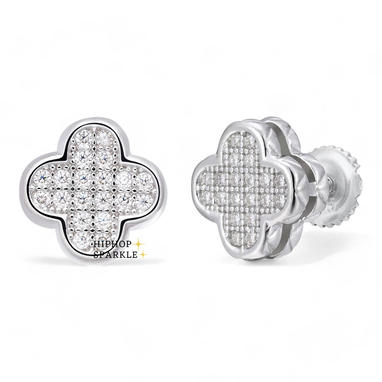 Moissanite Clover Fashionista Iced Out Earrings - 925 Silver