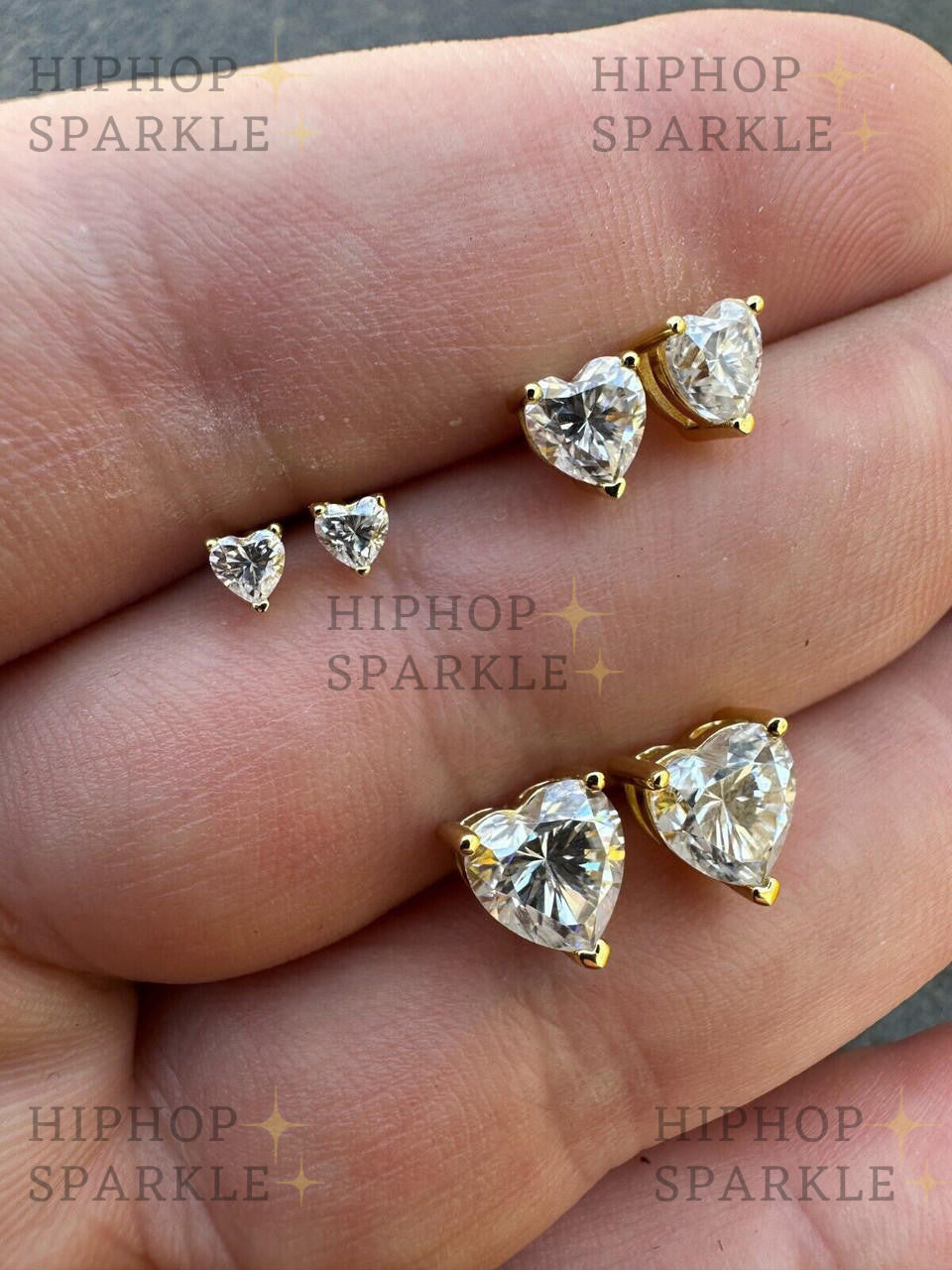 Moissanite Heart Shape Solitaire Stud Earrings - 14k Gold Vermeil & 925 Silver