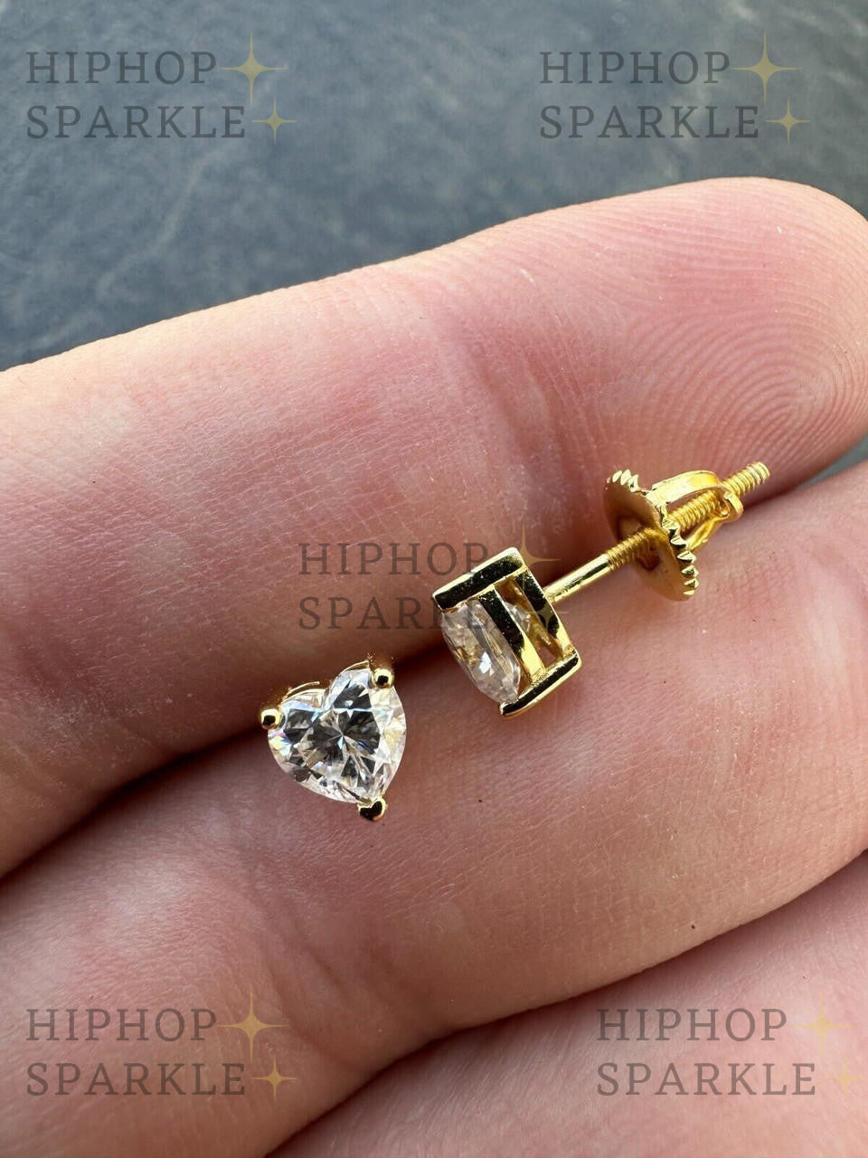 Moissanite Heart Shape Solitaire Stud Earrings - 14k Gold Vermeil & 925 Silver