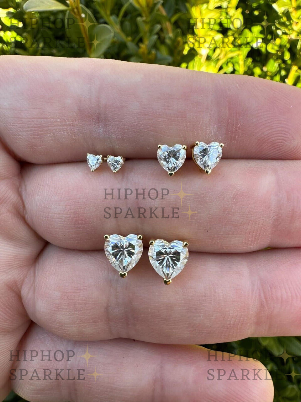 Moissanite Heart Shape Solitaire Stud Earrings - 14k Gold Vermeil & 925 Silver