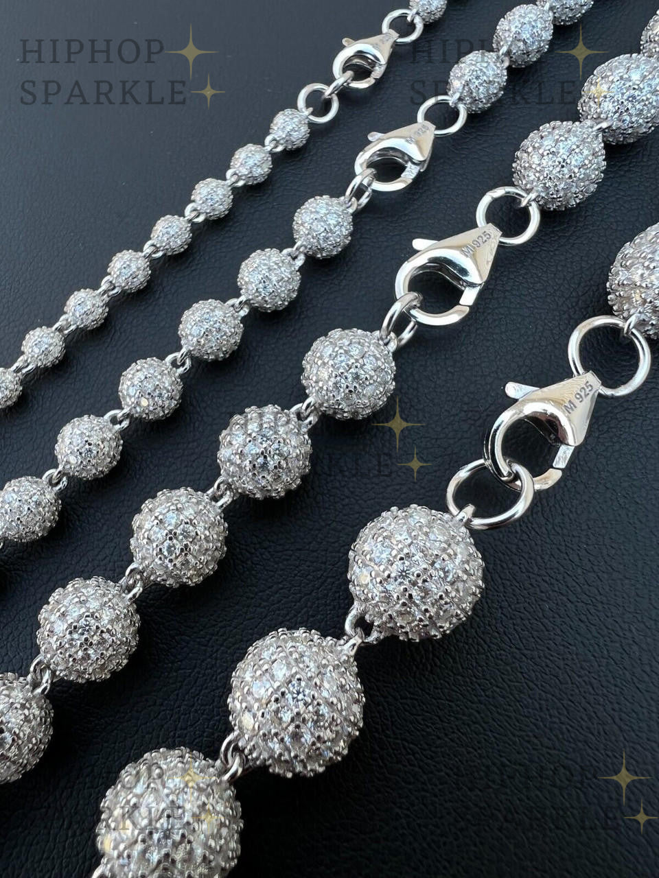 Moissanite Iced 925 Silver Moon Ball Disco Chain Necklace - Passes Diamond Tester