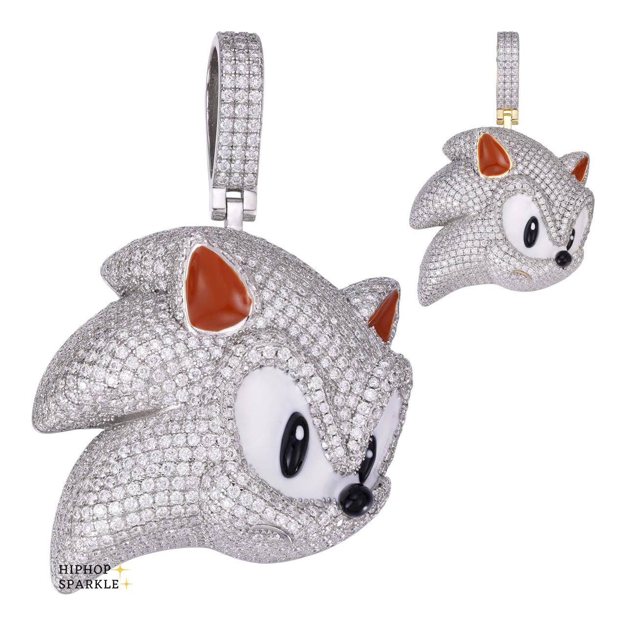 Moissanite Large Sonic The Hedgehog Iced Out Pendant - 14k Gold Vermeil & 925 Silver