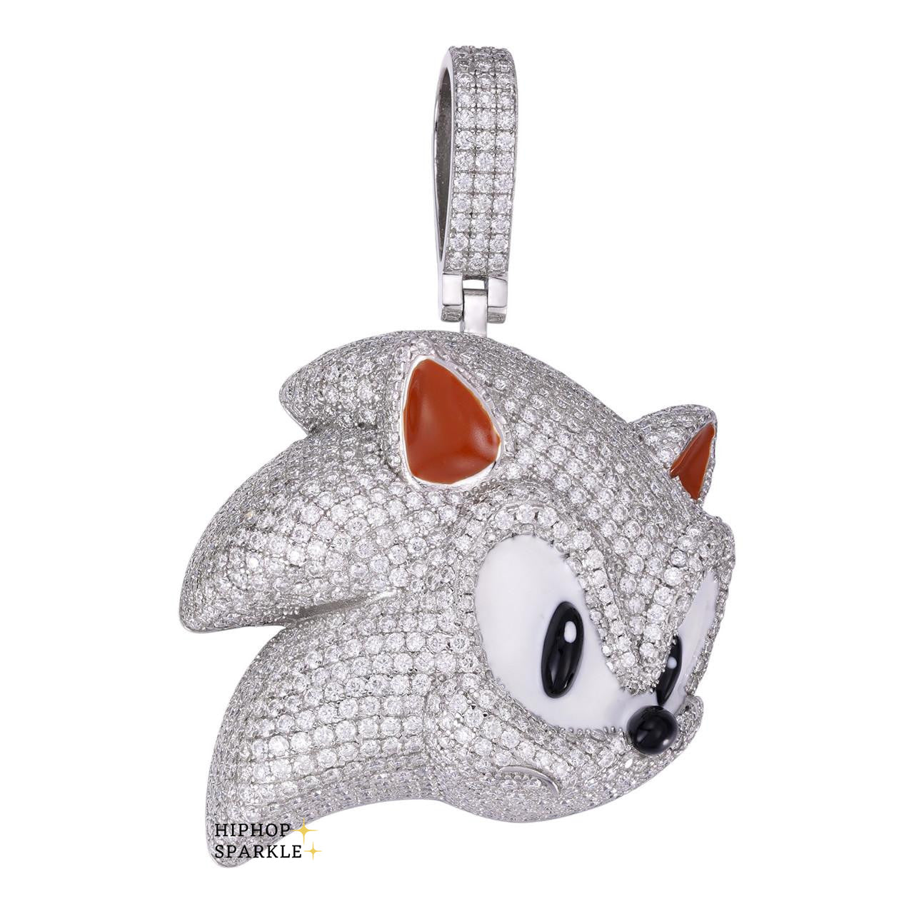 Moissanite Large Sonic The Hedgehog Iced Out Pendant - 925 Silver