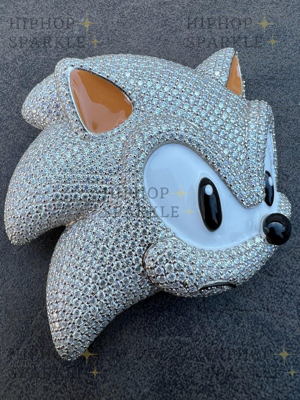 Moissanite Large Sonic The Hedgehog Iced Out Pendant - 925 Silver