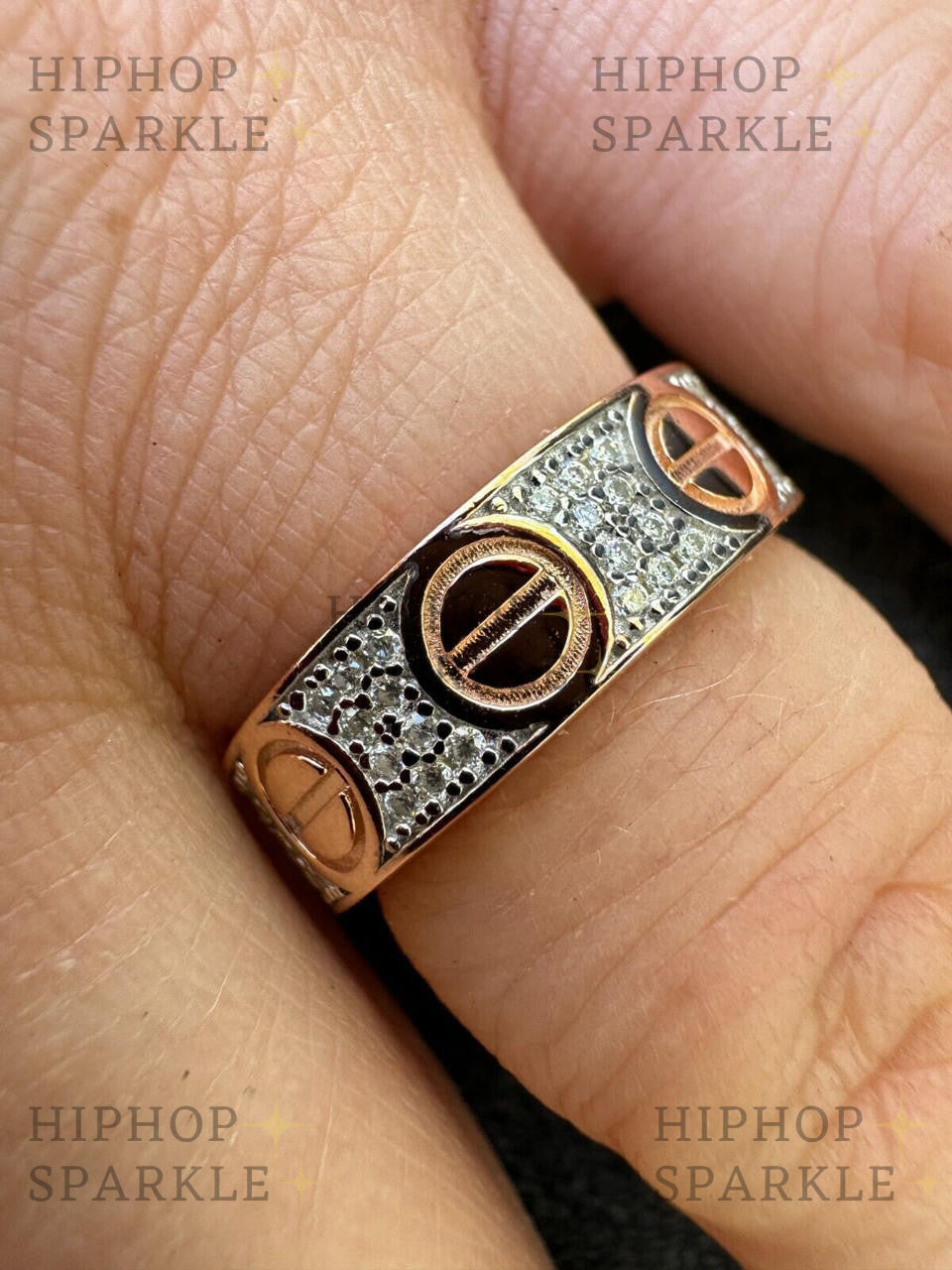 Luxury Moissanite Love Eternity Ring – 14k Rose Gold Vermeil & 925 Silver