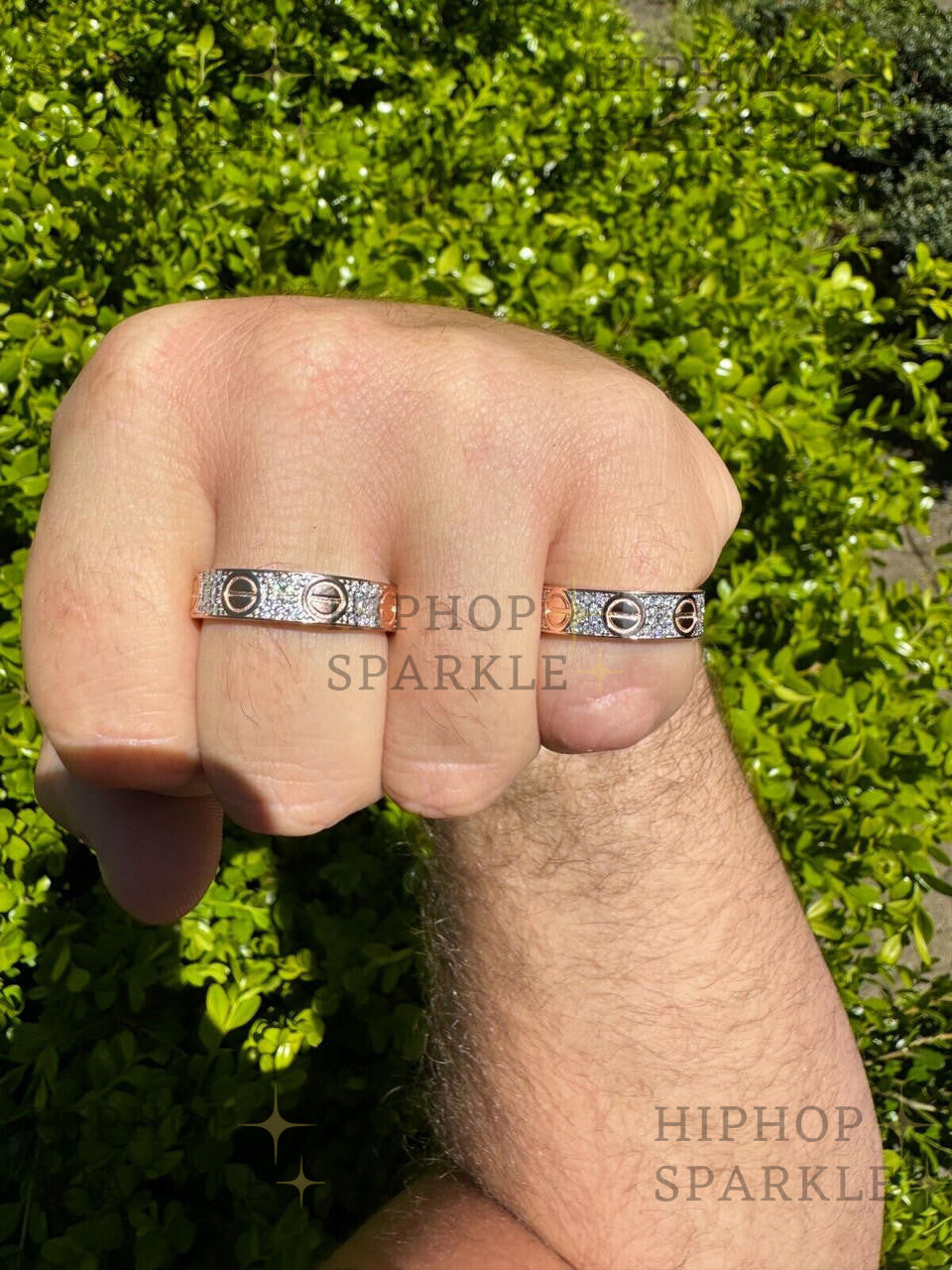 Luxury Moissanite Love Eternity Ring – 14k Rose Gold Vermeil & 925 Silver