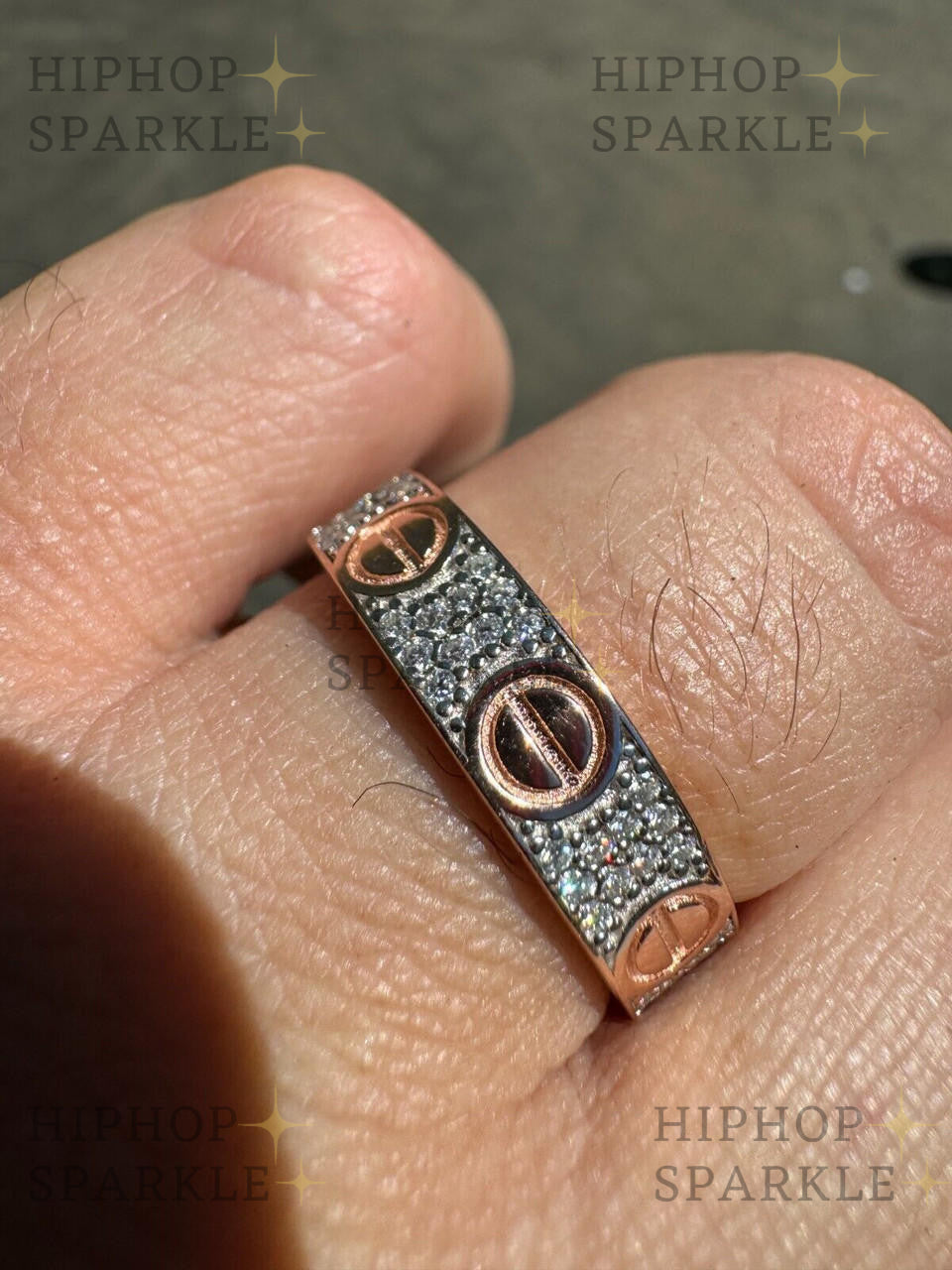 Luxury Moissanite Love Eternity Ring – 14k Rose Gold Vermeil & 925 Silver