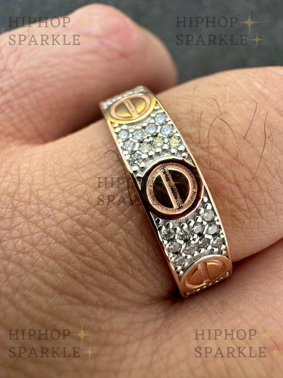 Luxury Moissanite Love Eternity Ring – 14k Rose Gold Vermeil & 925 Silver