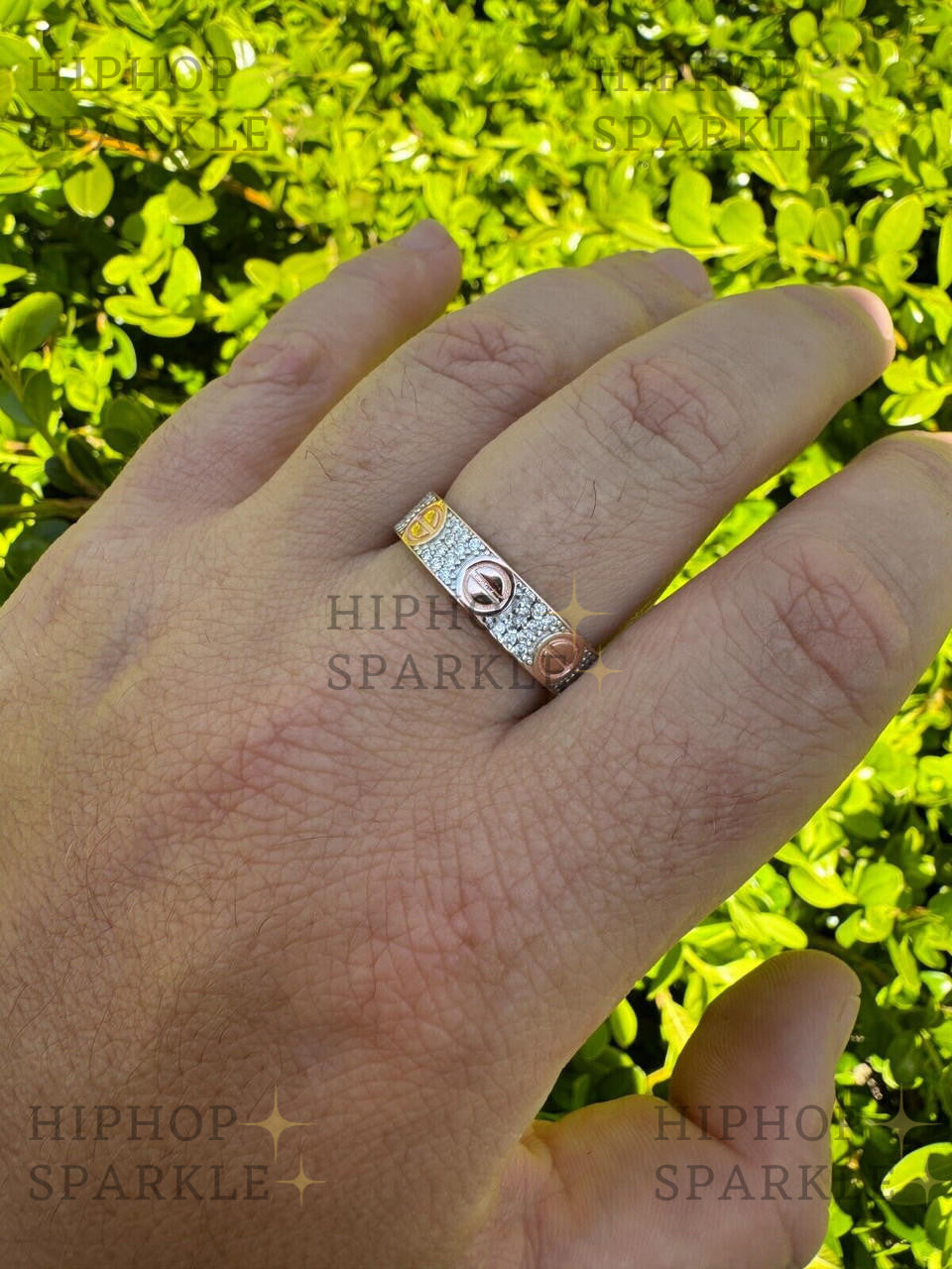 Luxury Moissanite Love Eternity Ring – 14k Rose Gold Vermeil & 925 Silver