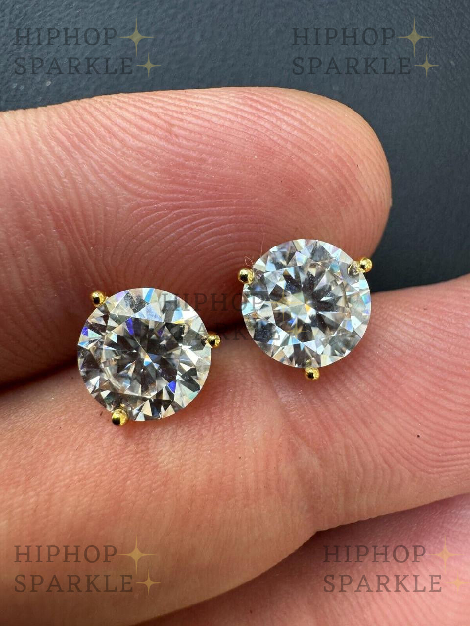 Moissanite Martini 3-Prong Solitaire Pushback Stud Earrings - 14k Gold Vermeil & 925 Silver