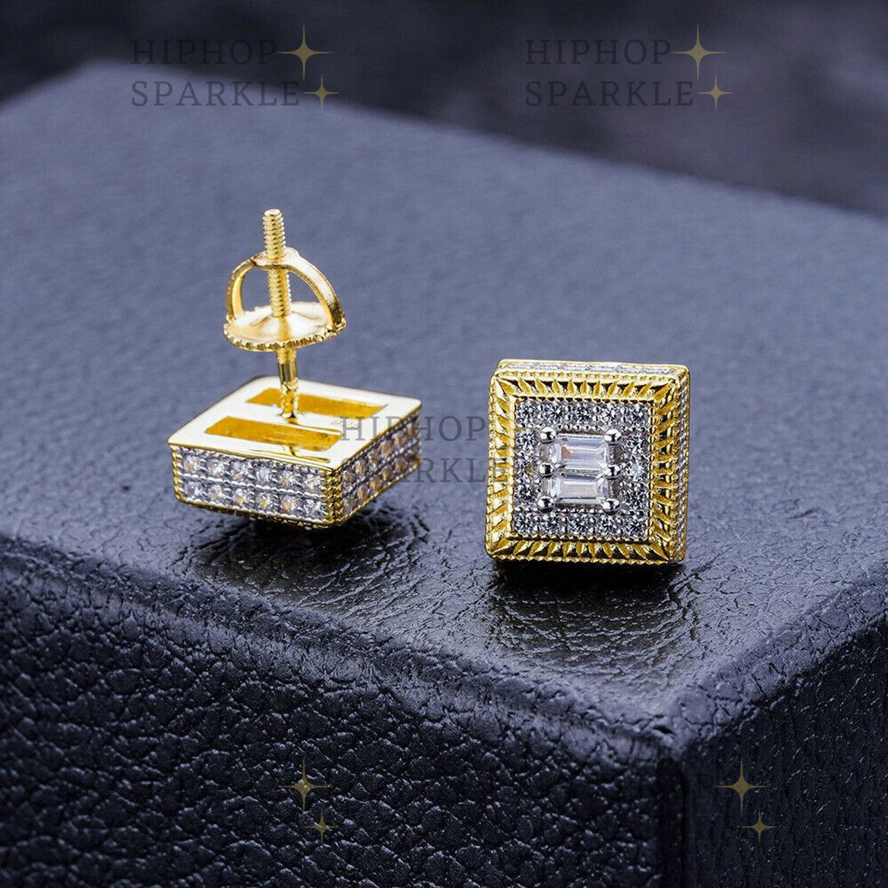 Moissanite Biggie Smalls Square Iced Out Earrings - 14k Gold Vermeil & 925 Silver