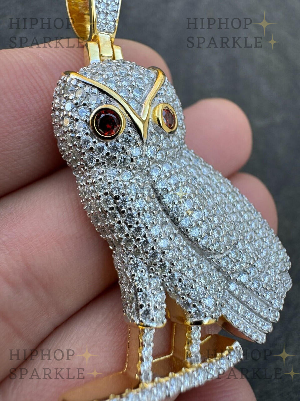 Moissanite Owl Iced Out Pendant - 14k Gold Vermeil & 925 Silver