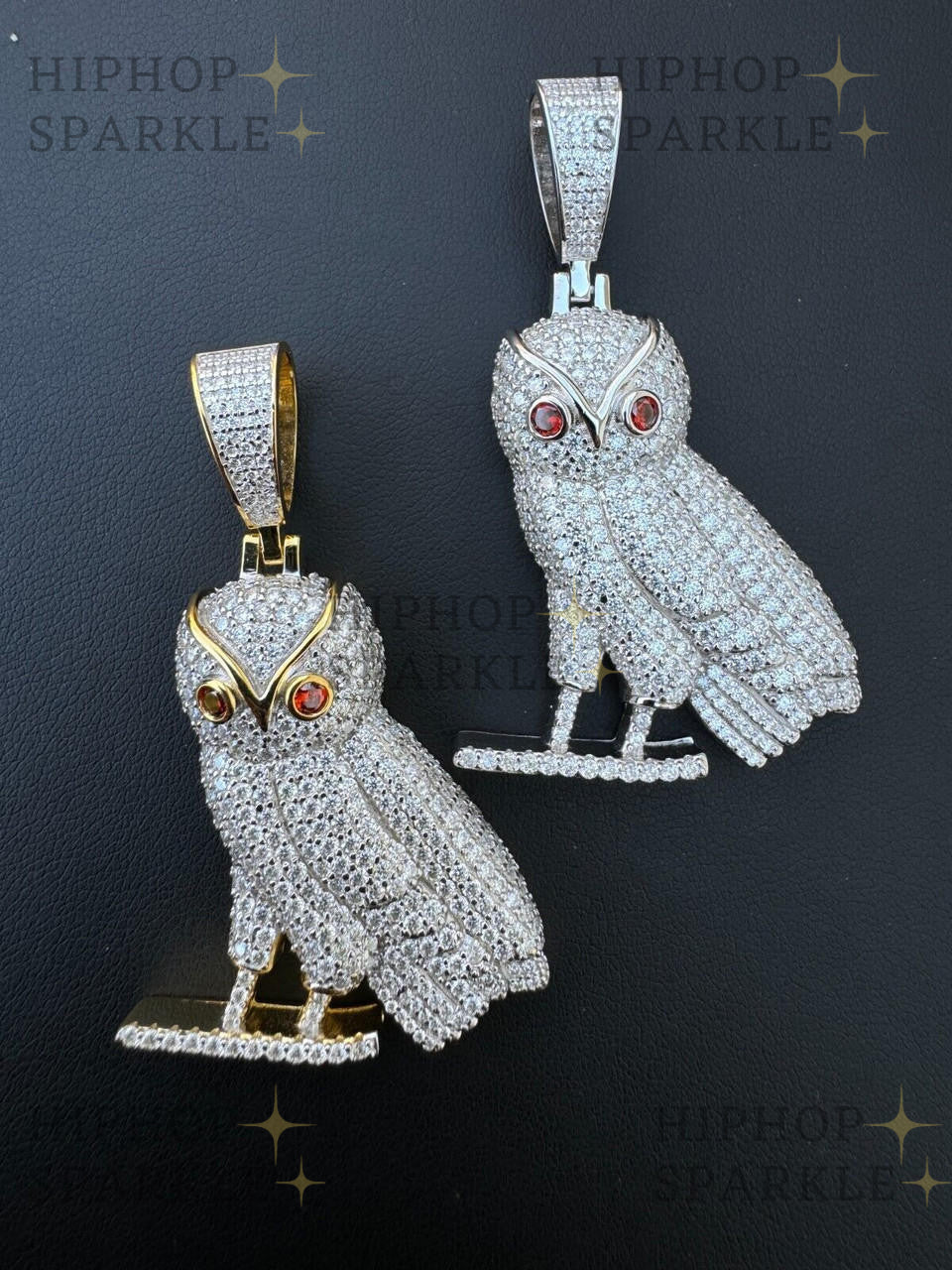 Moissanite Owl Iced Out Pendant - 14k Gold Vermeil & 925 Silver