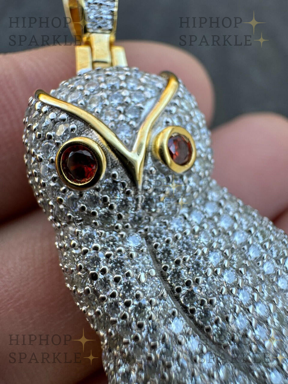 Moissanite Owl Iced Out Pendant - 14k Gold Vermeil & 925 Silver