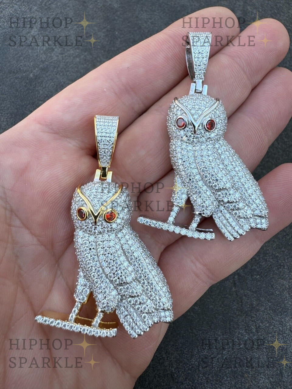 Moissanite Owl Iced Out Pendant - 14k Gold Vermeil & 925 Silver