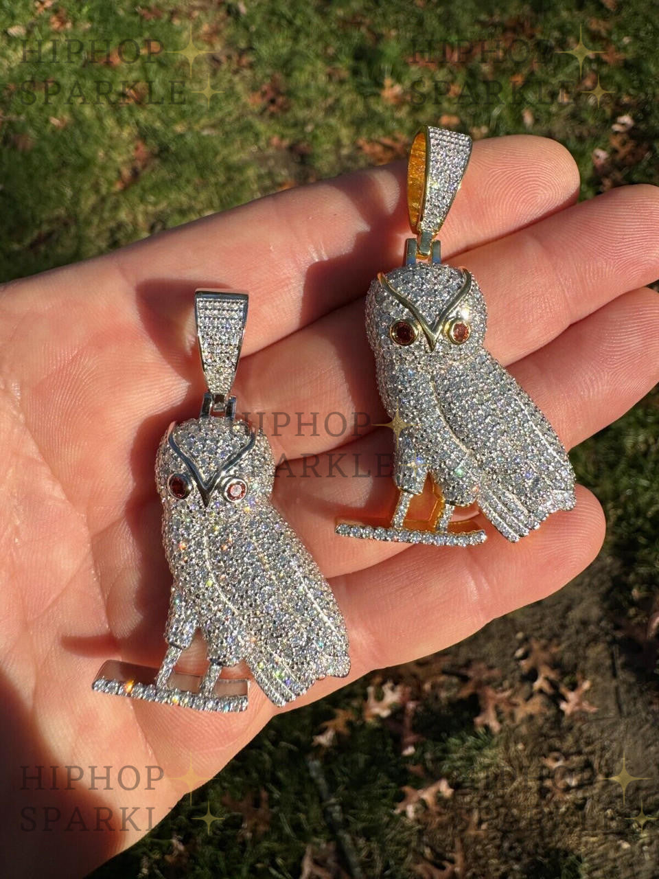 Moissanite Owl Iced Out Pendant - 14k Gold Vermeil & 925 Silver