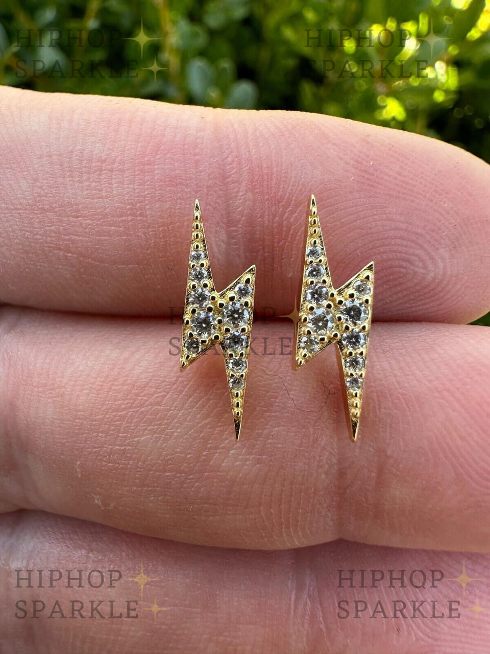 Moissanite Lightning Bolt Iced Out Earrings - 14k Gold Vermeil & 925 Silver