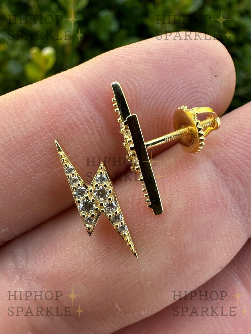 Moissanite Lightning Bolt Iced Out Earrings - 14k Gold Vermeil & 925 Silver