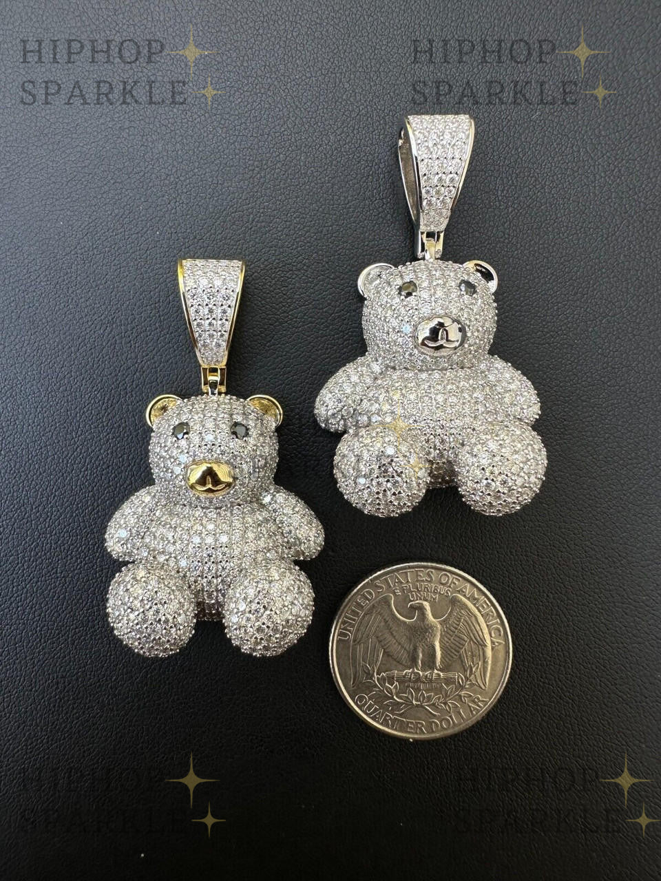 Moissanite 3D Teddy Bear Iced Out Pendant - 14k Gold Vermeil & 925 Silver