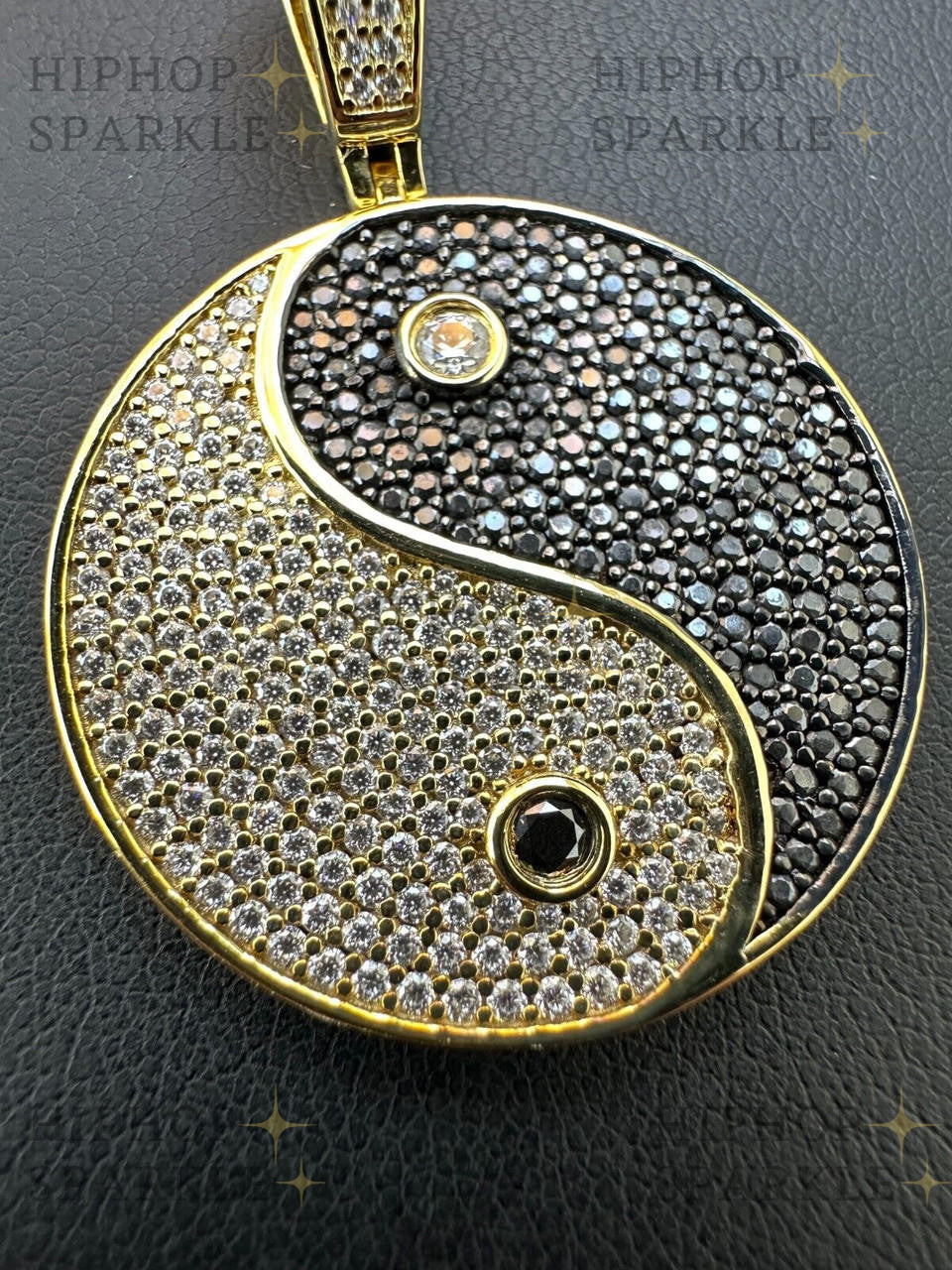 Moissanite Ying Yang Chinese Symbol Iced Out Pendant - 14k Gold Vermeil & 925 Silver