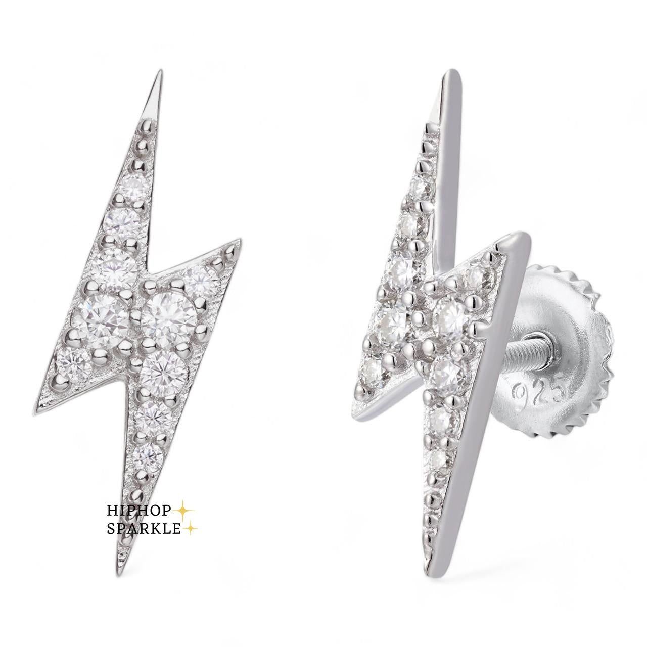 Moissanite Lightning Bolt Iced Out Earrings - 925 Silver