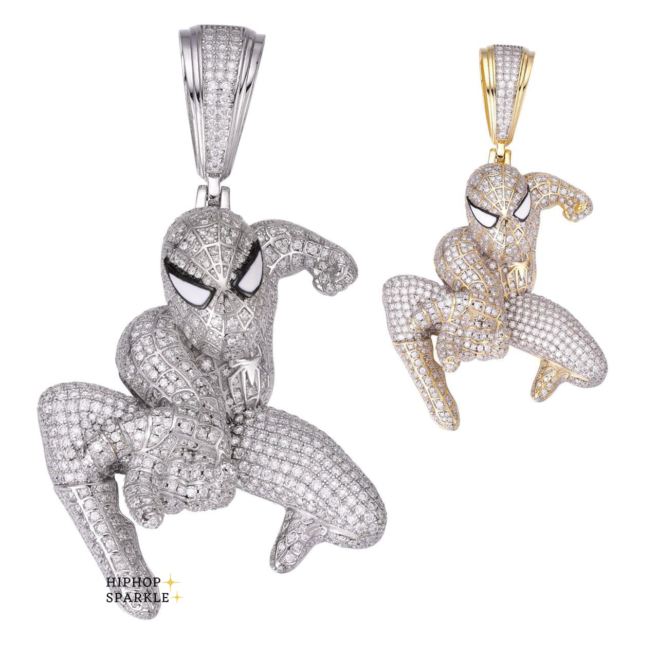 Moissanite Spiderman Iced Out Pendant - 14k Gold Vermeil & 925 Silver