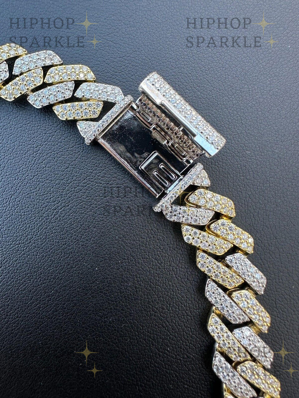 Moissanite Real Miami Cuban Link Prong Chain Iced Gold & 925 Silver Necklace