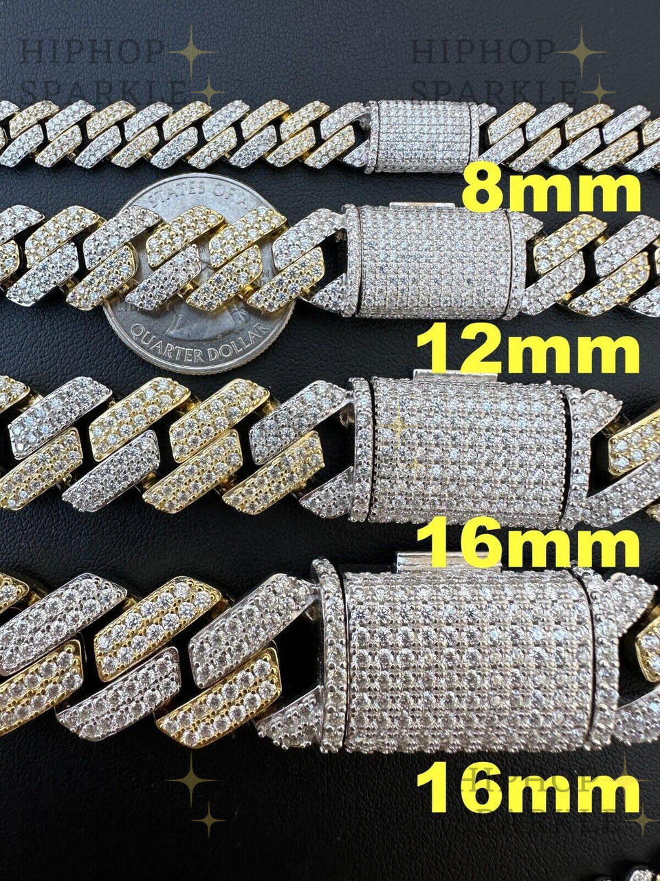 Moissanite Real Miami Cuban Link Prong Chain Iced Gold & 925 Silver Necklace