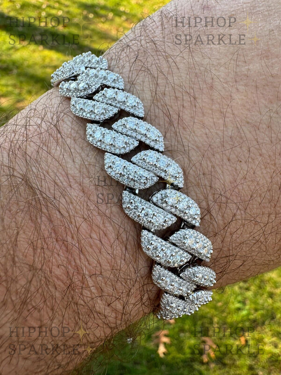 MOISSANITE Miami Cuban Prong Link Iced Bracelet - 925 Silver 7-9"