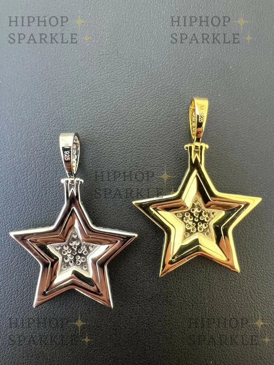 Moissanite Star Iced Out Pendant - 14k Gold Vermeil or 925 Silver