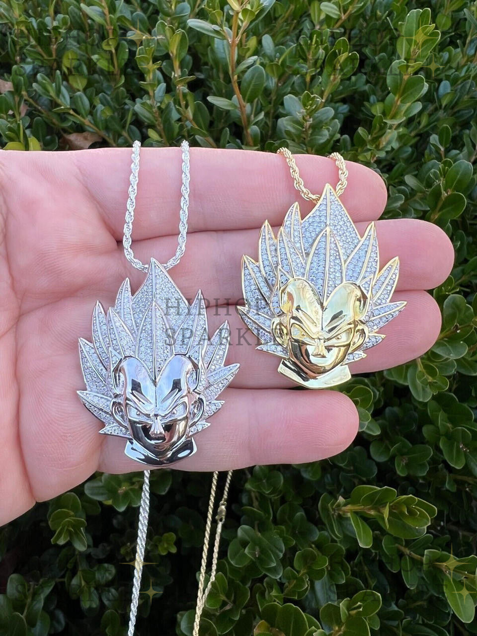 Moissanite Iced Out Goku Super Saiyan Dragon Ball Pendant - 14k Gold Vermeil & 925 Silver