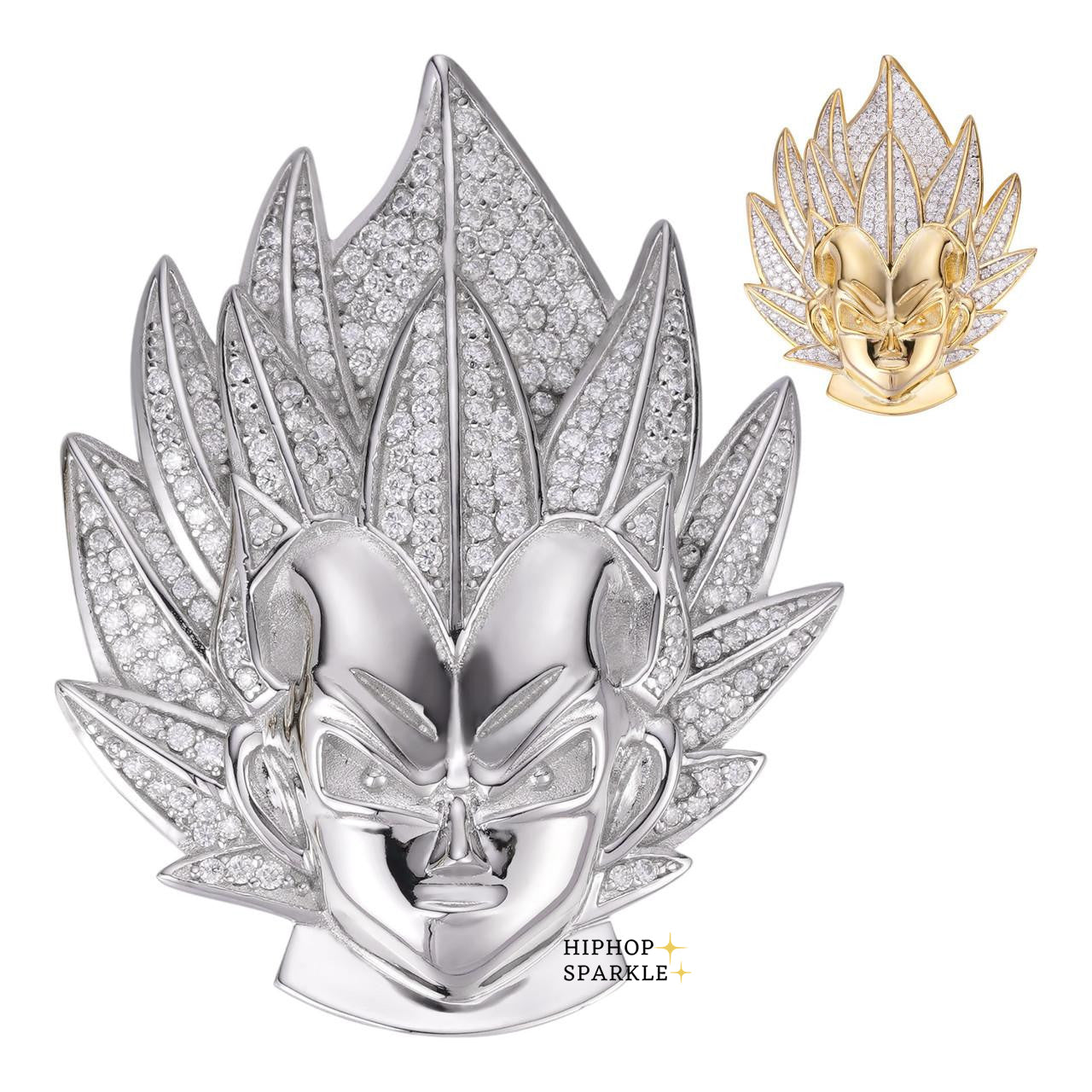 Moissanite Iced Out Goku Super Saiyan Dragon Ball Pendant - 14k Gold Vermeil & 925 Silver